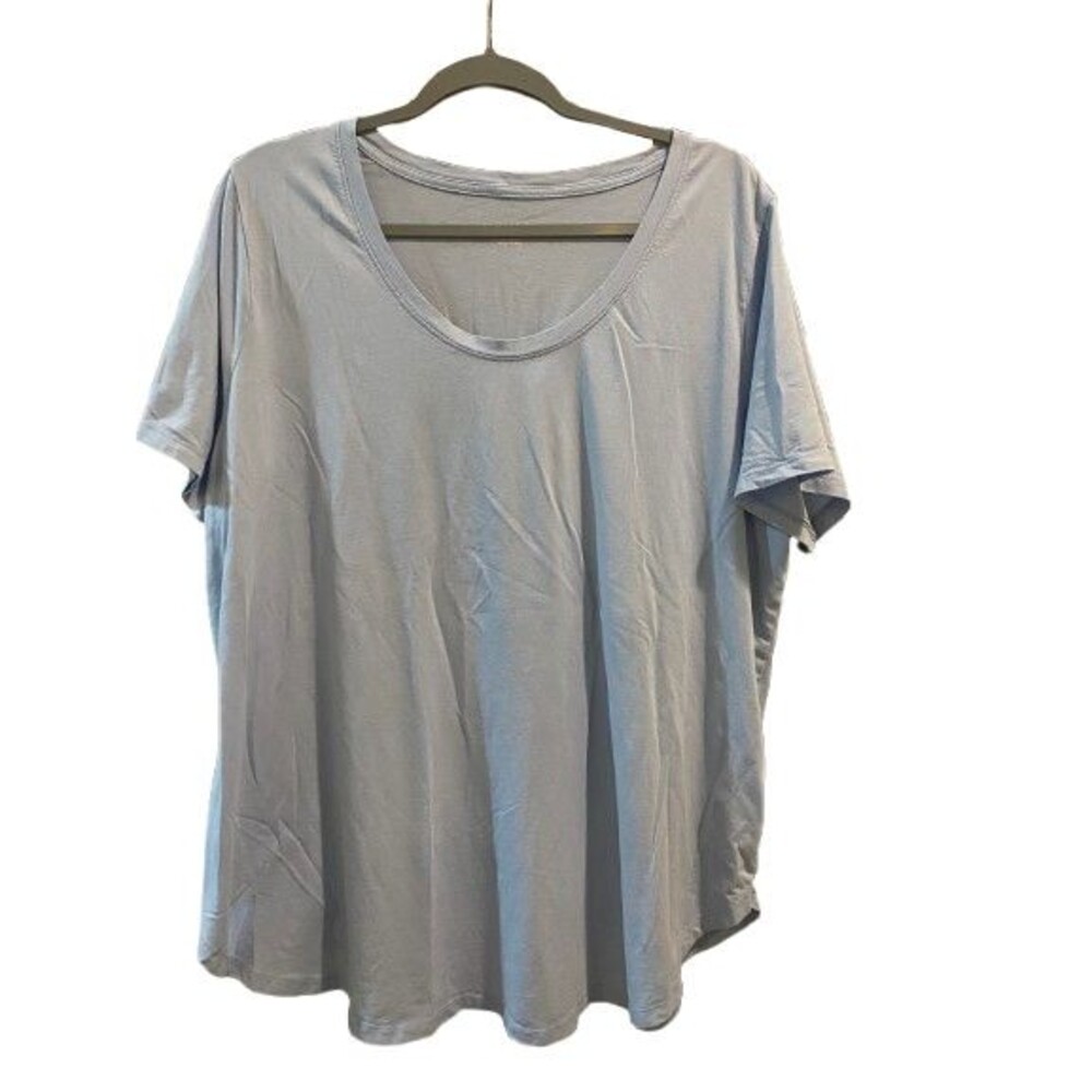Women's 1X Plus Ava & Viv T-shirt Short Sleeve Round Neck Blue